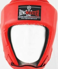 RingMaster Sports Open Face Boxing HeadGuard Synthetic Leather Red