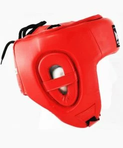 RingMaster Sports Open Face Boxing HeadGuard Synthetic Leather Red