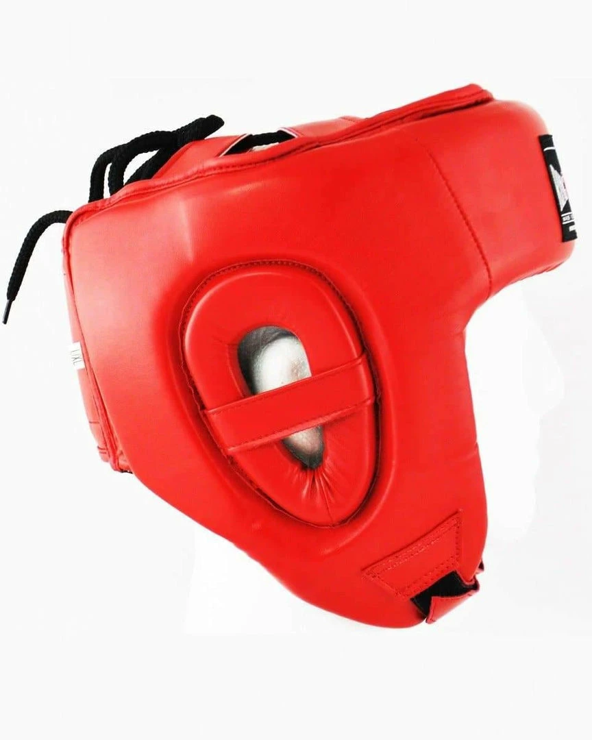 RingMaster Sports Open Face Boxing HeadGuard Synthetic Leather Red
