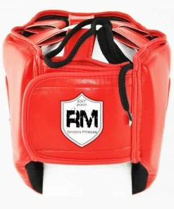 RingMaster Sports Open Face Boxing HeadGuard Synthetic Leather Red