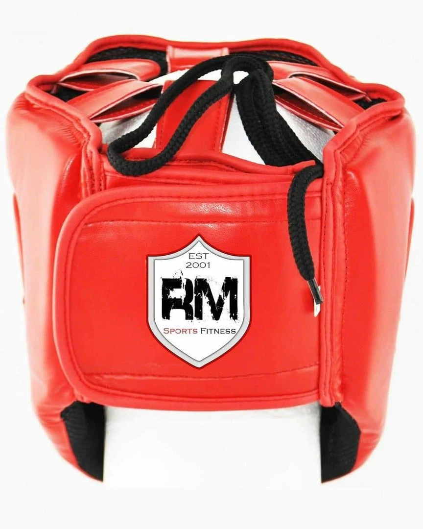 RingMaster Sports Open Face Boxing HeadGuard Synthetic Leather Red