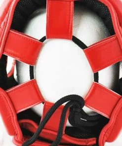 RingMaster Sports Open Face Boxing HeadGuard Synthetic Leather Red