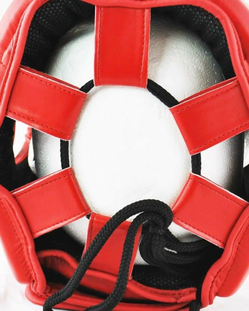 RingMaster Sports Open Face Boxing HeadGuard Synthetic Leather Red