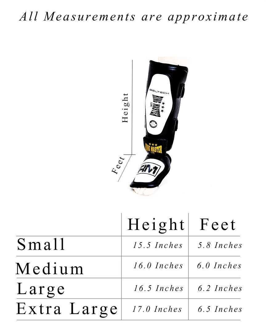 RingMaster Sports RingMaster Shin Instep Guard Genuine Leather White And Black